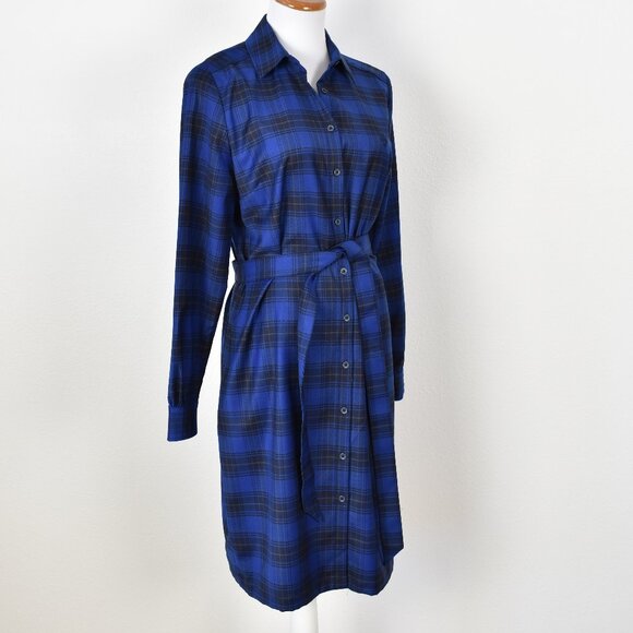 Brooks Brothers Plaid Wool Belted Shirt Dress - 10 - Picture 7 of 9